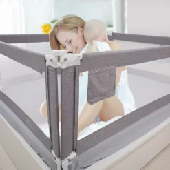 Zehnhase Bettgitter Länge 200 Cm 1 Seite Bettschutzgitter Kinderbettgitter Babybettgitter, Absturzsicherung Für Kinder, Baby, Grau