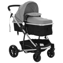 VidaXL 2-in-1 Buggy/Kinderwagen Aluminium Grau Und Schwarz -Babyprodukte Geschäft 466c5c5468090e96bed1b680379c78a0