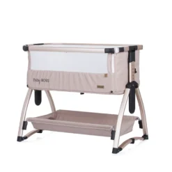 Chipolino Beistellbett Baby Boss Matratze, Moskitonetz, Schaukelfunktion, Räder Beige