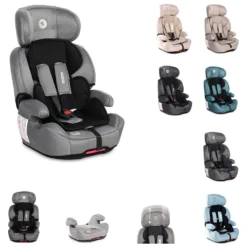 Lorelli Kindersitz Iris Isofix Gruppe 1/2/3 (9 - 36kg) Boostersitz Weiche Kissen Grau/schwarz