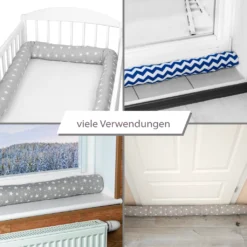 Bettschlange 300 Cm Nestchenschlange Für Baby Bettrolle 3m Bettumrandung Babybettschlange Grau Mit Weißen Sternen -Babyprodukte Geschäft 4896231d47d0f94aea08f51aa1da5dbf