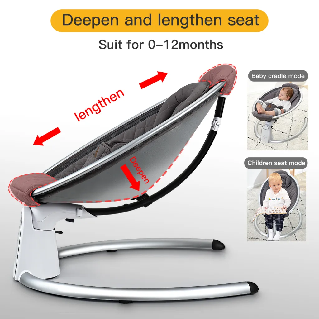 Hot Mom Babywippe Elektrische Babyschaukel Mit 5 Stufen Schaukelfunktion, Baumwolle Babywiege Mit Musik Durch Bluetooth, 2022 Style (Beige) 6 Hot Mom Babywippe Elektrische Babyschaukel Mit 5 Stufen Schaukelfunktion, Baumwolle Babywiege Mit Musik Durch Bluetooth, 2022 Style (Beige) – Bild 6
