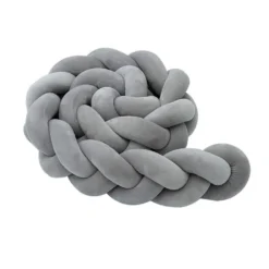 Bettschlange Baby Geflochten Bettumrandung Bettrolle Für Babybett Nestchen Schlange Nestchenschlange Grau Zopf Mit Drei Strängen (Grau, 100 * 13 * 7 Cm)