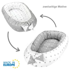 Babynest Kokon Neugeborene 90 X 50 Cm - Handmade Kuschelnest Baby Nestchen Aus Baumwolle Sternchen Grau-Weiß -Babyprodukte Geschäft 4f621e2ebaf0b8b4477e4c143a6f5dda
