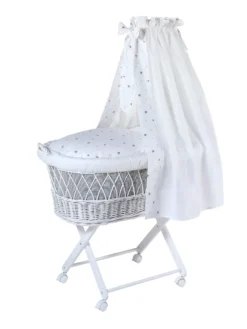 Schardt Stubenwagen Babsi Weiß Lackiert, Sternchen Grau