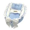 Kokon Niemowlęcy Blue Babynestchen Minky Design Kokon 2-seitig-Babynest Babykokon Kuschelbett Plus Eine Kleine Anti-Nass-Matratze 90x60cm Lafel