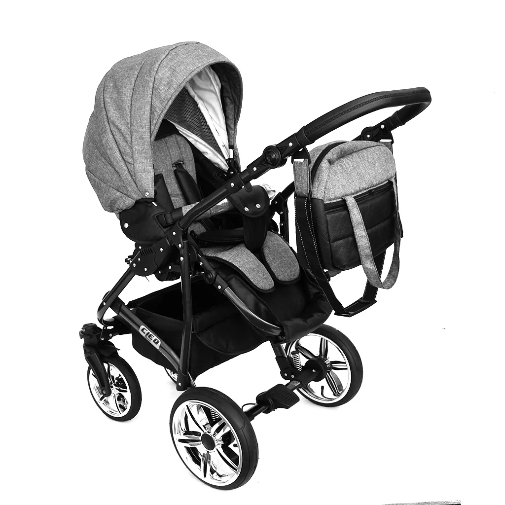 LUXUS Kombi Kinderwagen 3 In 1 Komplettset - NEU Mit Kunstlederelementen Und Luftreifen Silber 9 LUXUS Kombi Kinderwagen 3 In 1 Komplettset - NEU Mit Kunstlederelementen Und Luftreifen Silber – Bild 9