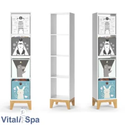 VitaliSpa Kinderregal Hochregal Würfelregal Malia Weiß Eiche Modern 35x160 Cm Kinderzimmer Regal Kindermöbel Ablage Fach Spielzeugaufbewahrung Spielzeugablage Kinderkleidung -Babyprodukte Geschäft 5313246f94408f16620a8736b1a08c91