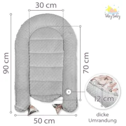 Warmes Nestchen Baby 90x50 Cm - Kuschelnest Neugeborene Nestchen Winter / Herbst Kokon Babynest Wilde Rose Grau -Babyprodukte Geschäft 53448aad85039c5ff31544582f7f33e4