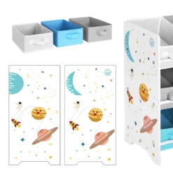 SONGMICS Kinderregal Kinderzimmerregal Bücherregal Für Kinder Spielzeugablage Mit 9 Boxen Aus Fleece 62,5 X 29,5 X 60 Cm Spielzeug-Organizer Weiß GKR33WT -Babyprodukte Geschäft 53e0b2a534e1896dc5788bb01fa0fafa
