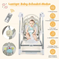 COSTWAY 3 In 1 Babyschaukel & Hochstuhl & Sitzerhöhung, Babywippe Elektrisch Mit 8 Schaukelposition, Timing, Musik & Auto-Schaltfunktion, Babystuhl Klappbar Mit Rädern, 8 Höhenstufen (Grau) 8 COSTWAY 3 In 1 Babyschaukel & Hochstuhl & Sitzerhöhung, Babywippe Elektrisch Mit 8 Schaukelposition, Timing, Musik & Auto-Schaltfunktion, Babystuhl Klappbar Mit Rädern, 8 Höhenstufen (Grau) -Babyprodukte Geschäft 55adba2d44ca698ae31064e858d69c89