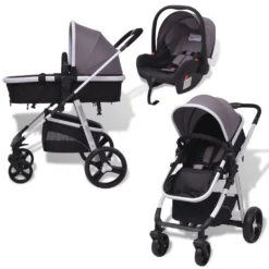 VidaXL 3-in-1 Kinderwagen Aluminium Grau Und Schwarz -Babyprodukte Geschäft 5910fd7cebed4ba3c248ca06c9cf9a8d