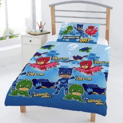 PJ Masks - Kinder Bettwäsche-Set "Heroes Of The Sky" Wendbar SI1162 (Einzelbett) (Blau/Grün/Pink) -Babyprodukte Geschäft 5942501caae9fe498839548722a03ce6