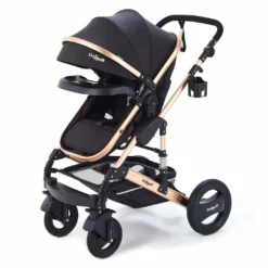 Daliya® Bambimo 2in1 Kinderwagen - Kombikinderwagen 9-Teiliges Set Incl. Babywanne & Sportsitz - Buggy - 1 Klick System - Aluminium Rahmen - Vollgummi Räder - Sonnenschutz - Getränkehalter - Farbe Schwarz -Babyprodukte Geschäft 5cec983a94853f6363bf7ceb0bfb01b1 1
