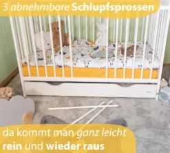 Alcube® Mitwachsendes Babybett 60 X 120 Cm Mit Schublade Gitterbett 120x60 Kiefernholz Zum Kinderbett Umbaubar In Weiß -Babyprodukte Geschäft 5d31460897b786b088a64615d57d5ea3