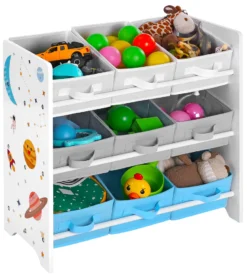 SONGMICS Kinderregal Kinderzimmerregal Bücherregal Für Kinder Spielzeugablage Mit 9 Boxen Aus Fleece 62,5 X 29,5 X 60 Cm Spielzeug-Organizer Weiß GKR33WT -Babyprodukte Geschäft 60c4b2692d5d65230b0172c4ee8be48c