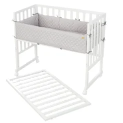 Roba Stuben- & Beistellbett 3in1 Weiß, ‚roba Style‘, Für Alle Elternbetthöhen, Inklusive Matratze, Nestchen Und Barriere -Babyprodukte Geschäft 6450d552ae1a88468661c10f30c63de2