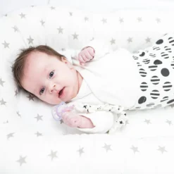 Babynest Kokon Neugeborene 90 X 50 Cm - Handmade Kuschelnest Baby Nestchen Aus Baumwolle Sternchen Grau-Weiß -Babyprodukte Geschäft 655aadeaaf8d1604c549662415b2c9b0