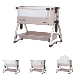 Chipolino Beistellbett Baby Boss Matratze, Moskitonetz, Schaukelfunktion, Räder Beige -Babyprodukte Geschäft 660af518ec2e9043f6738817e77bfd34