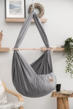 Federwiege Für Babys Inkl. Hängematte & Feder | Pflegeleicht | Anthrazit