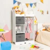 COSTWAY Kinder-Kleiderschrank, Kleinkindschrank Mit Spiegel, 2 Aufbewahrungsfächern & Kleiderbügel, Sicherer Kippschutz, Schrank Für Schlafzimmer, Kinderzimmer, Spielzimmer