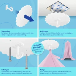 KIDIZ® Baldachin Kinderzimmer Betthimmel Babybett Für Schlafzimmer Inkl. Aufbewahrungstasche | Ohne Bohren | Saumlänge Ca. 270cm | Moskitonetz Insektenschutz Kinder Spielzelte, Farbe:Rosa -Babyprodukte Geschäft 6dadc70f1d792963037a6dc3bdf360d9