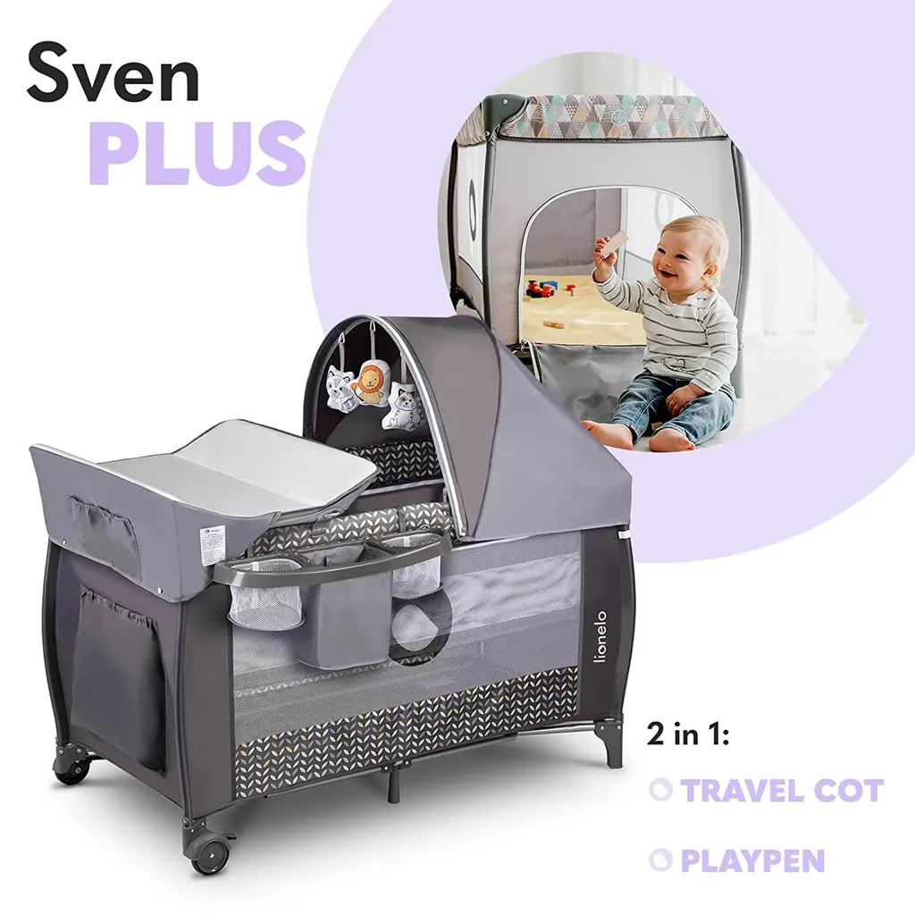 Reisebett Lionelo Sven Plus Grey Scandi Babybett Kinderbett Mit Wickelablage Klappbar 6 Reisebett Lionelo Sven Plus Grey Scandi Babybett Kinderbett Mit Wickelablage Klappbar – Bild 6