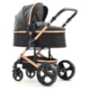 Pixini Kinderwagen Kalani 2in1 Schwarz / Gold (inkl. Regenplane Und Wickeltasche)