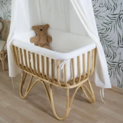 Childhome Wiege Rattan Rechteckig 90X50 + Matratze + Jersey Bezug Altweiss; Crratsqc -Babyprodukte Geschäft 6f5d2280d9f52b92a3d77cdda6ee52de