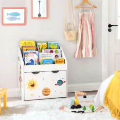 SONGMICS Kinderregal Mit 3 Fächern Kinderzimmerregal Spielzeugregal Kinder Bücherregal Und Herausziehbarer , Spielzeugkiste Mit Rollen, Für Kinder, Weiß GKR41WT -Babyprodukte Geschäft 6fcf353eccd6f57982cb8139660a5c40