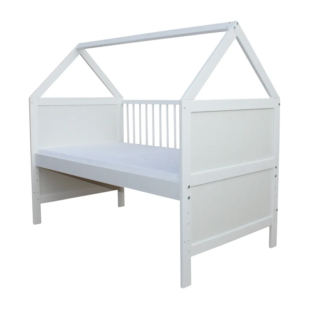 Babybett Kinderbett Juniorbett Bett Haus 140x70 Cm Umbaubar Mit Matratze Weiss 1 Babybett Kinderbett Juniorbett Bett Haus 140x70 Cm Umbaubar Mit Matratze Weiss