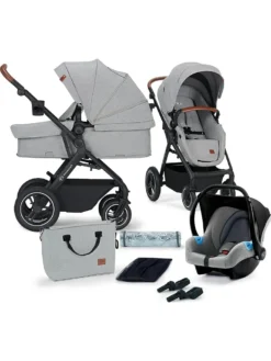 Kinderkraft Baby Kinderwagen B-TOUR 3in1, Hellgrau Kombikinderwagen Kinderwagen