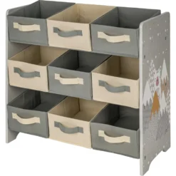 Kidland® Regal Fürs Kinderzimmer | Aufbewahrungsregal Bär | Grau