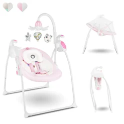 Lionelo Robin Baby Wippe Babyschaukel Elektrisch Mit Liegefunktion Von 0 Bis 9 Kg Moskitonetz Melodien Spieluhr Rosa
