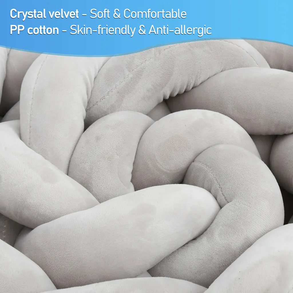 EINFEBEN 3M Baby Nestchen Bettschlange Babyschlafhilfe Kinder Baby Stereotypes Kissen Grau 3 EINFEBEN 3M Baby Nestchen Bettschlange Babyschlafhilfe Kinder Baby Stereotypes Kissen Grau – Bild 3