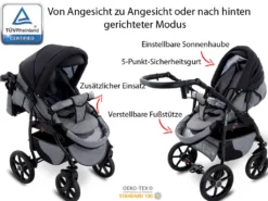 GaGaDumi Boston 3 In 1 Kombikinderwagen Kinderwagen Babyschale Buggy Autositz Carlo Komplettset, Hergestellt In Der EU (B5-Schwarz) -Babyprodukte Geschäft 736cb6a88d7588e96a88610c99cc9a9d