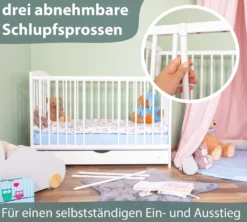 Alcube® Mitwachsendes Babybett 60 X 120 Cm Mit Schublade Gitterbett 120x60 Kiefernholz Zum Kinderbett Umbaubar In Weiß -Babyprodukte Geschäft 7397c170b09c28513745897890905bcd