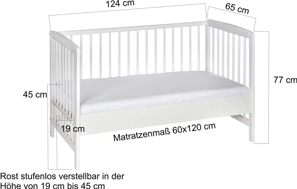 Schardt Beistellbett Micky 60x120 Cm, Weiß Lackiert 3 Schardt Beistellbett Micky 60x120 Cm, Weiß Lackiert – Bild 3