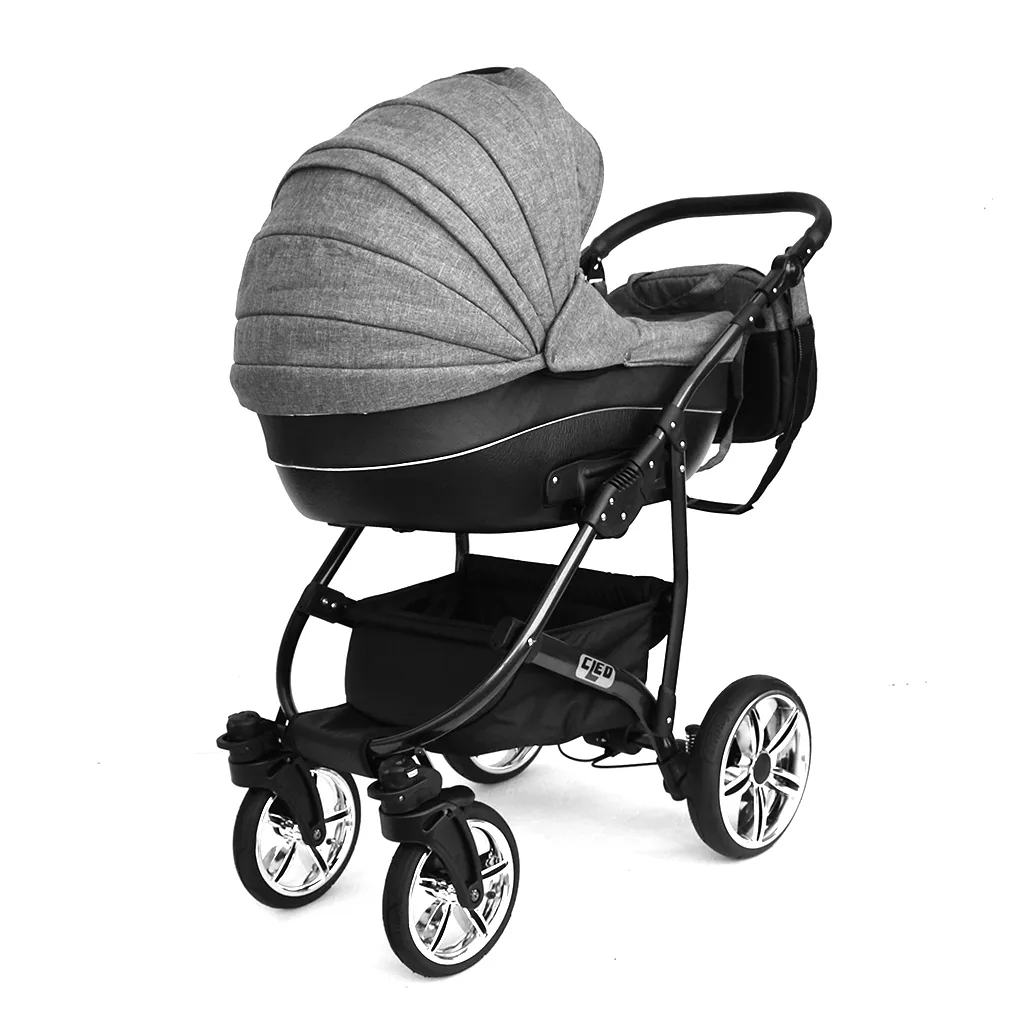 LUXUS Kombi Kinderwagen 3 In 1 Komplettset - NEU Mit Kunstlederelementen Und Luftreifen Silber 3 LUXUS Kombi Kinderwagen 3 In 1 Komplettset - NEU Mit Kunstlederelementen Und Luftreifen Silber – Bild 3