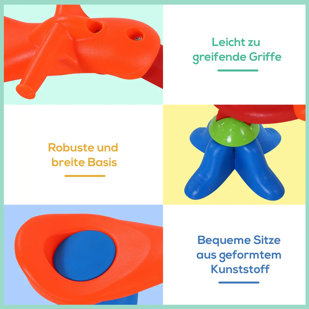 HOMCOM Kinder Gartenwippe 360° Drehbare Wippe Karussellwippe Für 3-8 Jahre Kunststoff Mehrfarbig 126 X 39,5 X 66 Cm 6 HOMCOM Kinder Gartenwippe 360° Drehbare Wippe Karussellwippe Für 3-8 Jahre Kunststoff Mehrfarbig 126 X 39,5 X 66 Cm – Bild 6