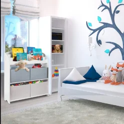ONVAYA® Kinder Bücherregal Finn | Grau | Kinderregal Mit Boxen | Aufbewahrung Von Büchern Und Spielzeug | Organizer Für Kinderzimmer -Babyprodukte Geschäft 7932e8d8d804f1221c2a45d891c7b939