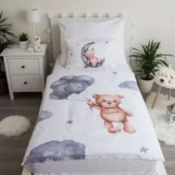 Baby Bettwäsche Mit Teddy Im Mond 100x135 Cm 100% Baumwolle -Babyprodukte Geschäft 7caf3537a916dad59cb42810c0433596