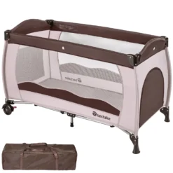 Tectake Kinderreisebett 126x65x80cm Mit Transporttasche - Coffee