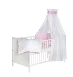 Schardt Kinderbett Lenny, 143x77cm, Inkl. Matratze Und Textiler Ausstattung, Motiv Herzchen Rosa