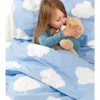 MyToys COLLECTION Möbel MyToys-COLLECTION Kinderbettwäsche Wolken, Flanell, Blau, 135 X 200 Cm + 80 X 80 Cm Von Pötter Bettwäsche Bettwäsche 135 X 200 Cm Flanell Winterbettwäsche Kinderbettwäsche Pferdebettwäsche Bettbezug Mädchenbettwäsche Biberbettw...
