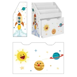 SONGMICS Kinderregal Mit 3 Fächern Kinderzimmerregal Spielzeugregal Kinder Bücherregal Und Herausziehbarer , Spielzeugkiste Mit Rollen, Für Kinder, Weiß GKR41WT -Babyprodukte Geschäft 8498bed514641611dc47f9d758d993fd