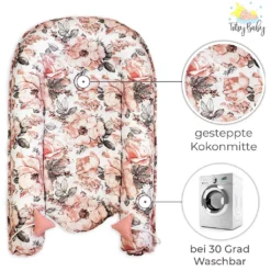 Babynest Neugeborene Nestchen Baby 90x50 Cm - Kokon Handmade Zweiseitig Aus Baumwolle Waffel Mit Babynestchen Wilde Rose Rosa -Babyprodukte Geschäft 852541df9cda6b7928f233aaeaa714fa