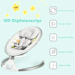 COSTWAY Babywippe Elektrisch Mit Timer, Babyschaukel Babywiege Mit 5 Schwingungsamplituden Musik Und Bluetoothfunktion Beige 11 COSTWAY Babywippe Elektrisch Mit Timer, Babyschaukel Babywiege Mit 5 Schwingungsamplituden Musik Und Bluetoothfunktion Beige -Babyprodukte Geschäft 869e1d4bd4347cf46ee9ae8a97ec9777