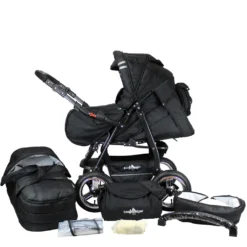 Bergsteiger Rio Kinderwagen, 2-in-1 Kombikinderwagen, Megaset 10-teilig, Sportwagen Und Zubehör
