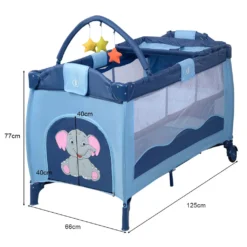 COSTWAY Reisebett Klappbar Babyreisebett Kinderreisebett Mit Rollen Babybett Kinderbett Inkl. Spielbogen Tragetasche Wickelauflage Blau -Babyprodukte Geschäft 87658b598d97b239c8642f201d804529